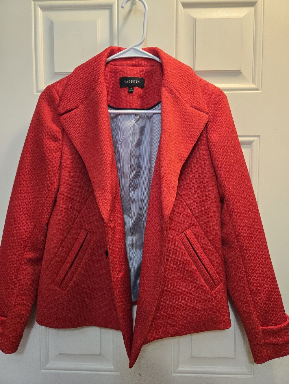 Talbots Red Textured Double-Breasted Pea Coat - Picture 7 of 10
